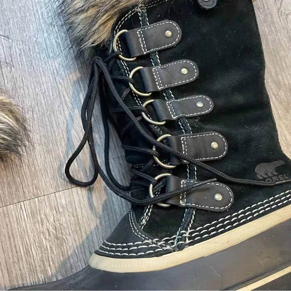 SOREL Joan of Arctic Quarry Black Waterproof Suede Winter Snow Boots